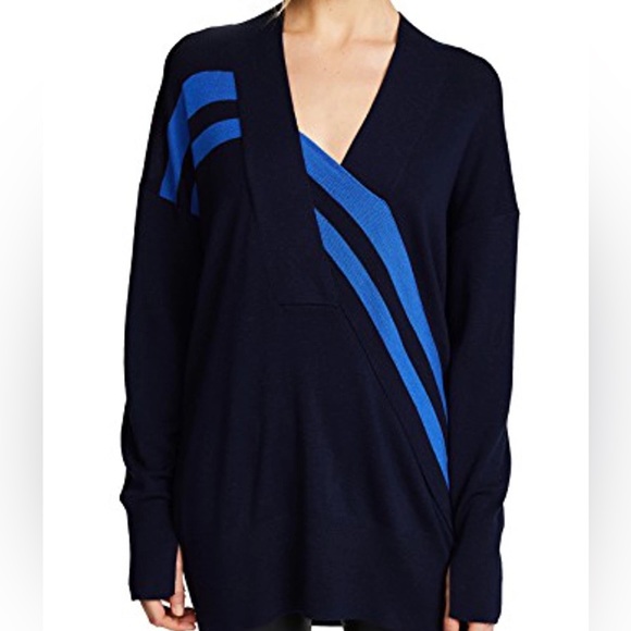 RAG & BONE Grace V Neck Extra Fine Merino Wool Sweater - Navy - Picture 2 of 9